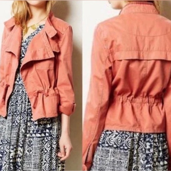 HEI HEI ANTHROPOLOGIE Denin Orange Anorak Utility Jacket Sz S - Picture 1 of 5
